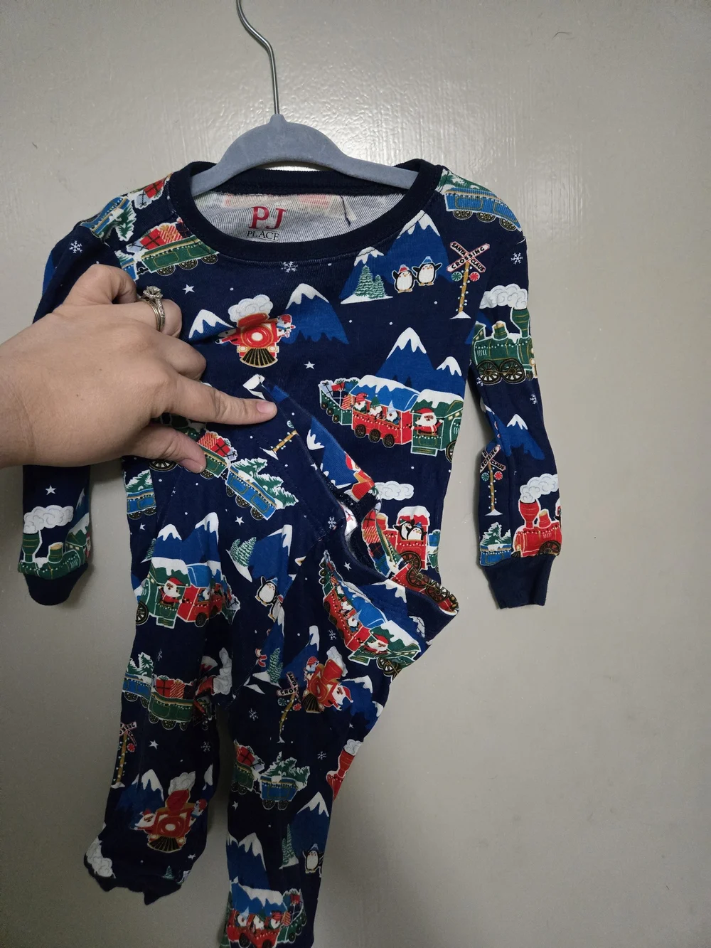 The Children's Place Navy Blue Holiday Train Pajama Set